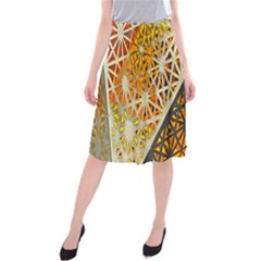 Abstract Starburst Background Wallpaper Of Metal Starburst Decoration With Orange And Yellow Back Midi Beach Skirt by Nexatart