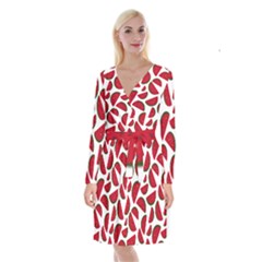 Fruit Watermelon Seamless Pattern Long Sleeve Velvet Front Wrap Dress by Nexatart