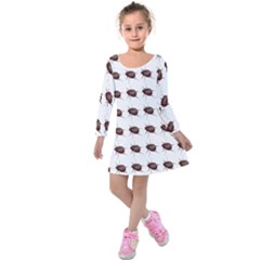 Insect Pattern Kids  Long Sleeve Velvet Dress by Nexatart