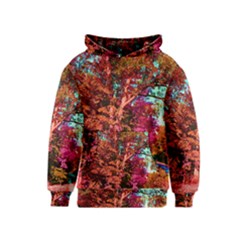 Abstract Fall Trees Saturated With Orange Pink And Turquoise Kids  Pullover Hoodie by Nexatart