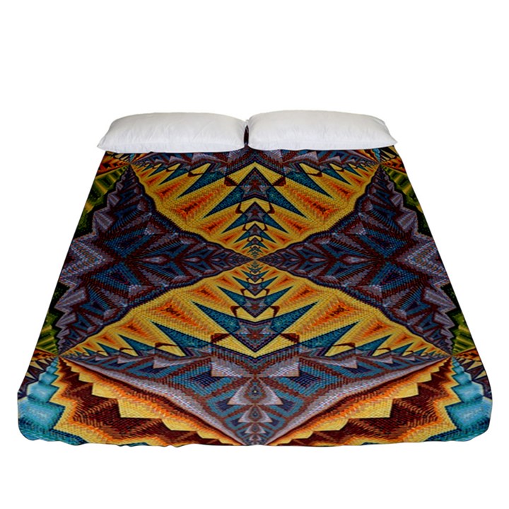 Kaleidoscopic Pattern Colorful Kaleidoscopic Pattern With Fabric Texture Fitted Sheet (California King Size)