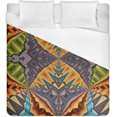 Kaleidoscopic Pattern Colorful Kaleidoscopic Pattern With Fabric Texture Duvet Cover (king Size) by Nexatart