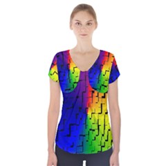 A Creative Colorful Background Short Sleeve Front Detail Top by Nexatart