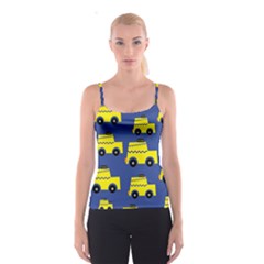 A Fun Cartoon Taxi Cab Tiling Pattern Spaghetti Strap Top by Nexatart