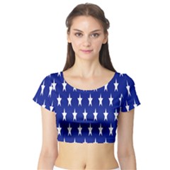 Starry Header Short Sleeve Crop Top (tight Fit) by Nexatart