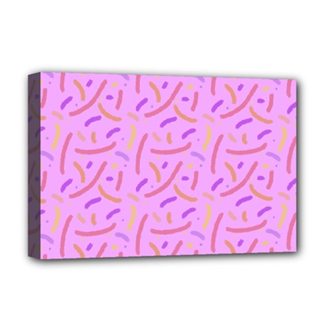 Confetti Background Pattern Pink Purple Yellow On Pink Background Deluxe Canvas 18  X 12   by Nexatart