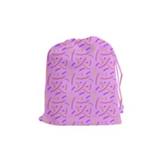 Confetti Background Pattern Pink Purple Yellow On Pink Background Drawstring Pouches (medium)  by Nexatart