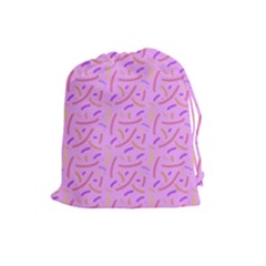 Confetti Background Pattern Pink Purple Yellow On Pink Background Drawstring Pouches (large)  by Nexatart