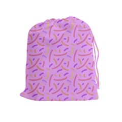 Confetti Background Pattern Pink Purple Yellow On Pink Background Drawstring Pouches (extra Large) by Nexatart