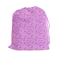 Confetti Background Pattern Pink Purple Yellow On Pink Background Drawstring Pouches (xxl) by Nexatart