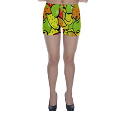 Digitally Created Funky Fruit Wallpaper Skinny Shorts by Nexatart