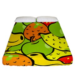 Digitally Created Funky Fruit Wallpaper Fitted Sheet (california King Size) by Nexatart