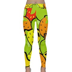 Digitally Created Funky Fruit Wallpaper Classic Yoga Leggings by Nexatart