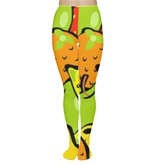 Digitally Created Funky Fruit Wallpaper Women s Tights by Nexatart