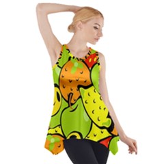 Digitally Created Funky Fruit Wallpaper Side Drop Tank Tunic by Nexatart