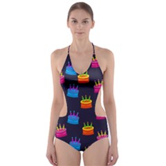 A Tilable Birthday Cake Party Background Cut-out One Piece Swimsuit by Nexatart