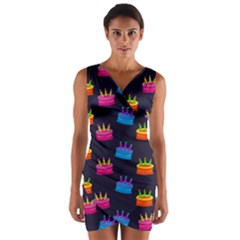 A Tilable Birthday Cake Party Background Wrap Front Bodycon Dress by Nexatart