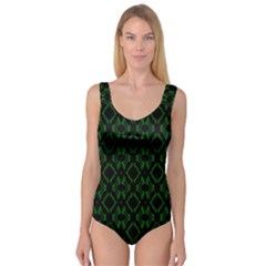 Green Black Pattern Abstract Princess Tank Leotard  by Nexatart