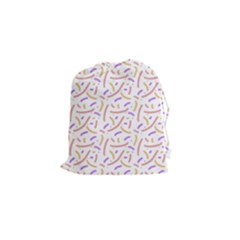 Confetti Background Pink Purple Yellow On White Background Drawstring Pouches (small)  by Nexatart