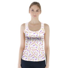 Confetti Background Pink Purple Yellow On White Background Racer Back Sports Top by Nexatart