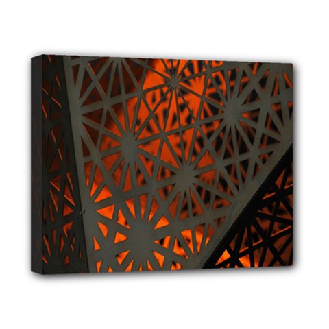 Abstract Lighted Wallpaper Of A Metal Starburst Grid With Orange Back Lighting Canvas 10  X 8  by Nexatart