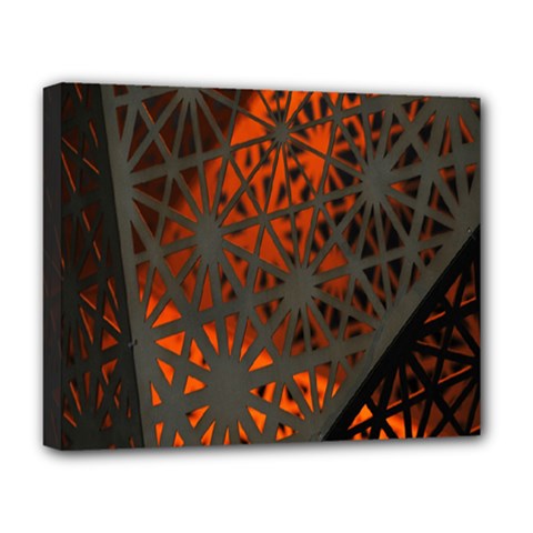 Abstract Lighted Wallpaper Of A Metal Starburst Grid With Orange Back Lighting Deluxe Canvas 20  X 16   by Nexatart