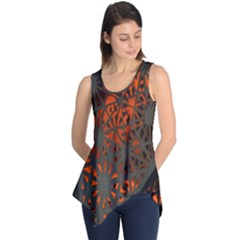 Abstract Lighted Wallpaper Of A Metal Starburst Grid With Orange Back Lighting Sleeveless Tunic by Nexatart