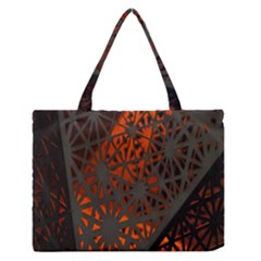 Abstract Lighted Wallpaper Of A Metal Starburst Grid With Orange Back Lighting Medium Zipper Tote Bag by Nexatart