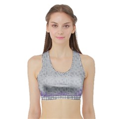 Purple Square Frame With Mosaic Pattern Sports Bra With Border by Nexatart