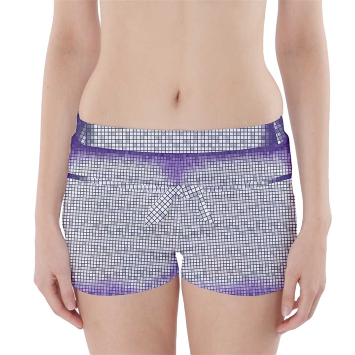 Purple Square Frame With Mosaic Pattern Boyleg Bikini Wrap Bottoms