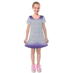 Purple Square Frame With Mosaic Pattern Kids  Short Sleeve Velvet Dress by Nexatart