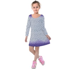 Purple Square Frame With Mosaic Pattern Kids  Long Sleeve Velvet Dress by Nexatart