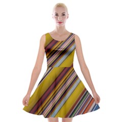 Colourful Lines Velvet Skater Dress by Nexatart