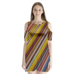 Colourful Lines Shoulder Cutout Velvet  One Piece by Nexatart