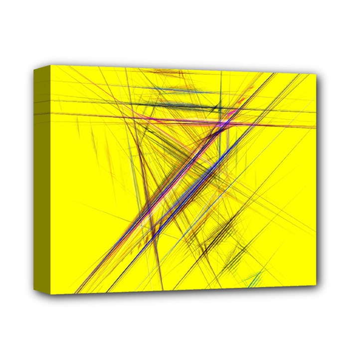 Fractal Color Parallel Lines On Gold Background Deluxe Canvas 14  x 11 