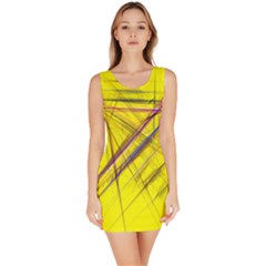 Fractal Color Parallel Lines On Gold Background Sleeveless Bodycon Dress by Nexatart