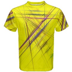 Fractal Color Parallel Lines On Gold Background Men s Cotton Tee