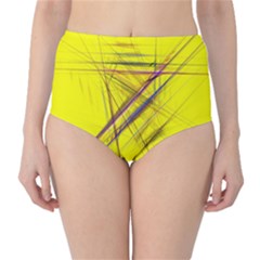 Fractal Color Parallel Lines On Gold Background High-waist Bikini Bottoms by Nexatart