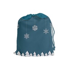 Blue Snowflakes Christmas Trees Drawstring Pouches (large)  by Mariart