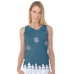 Blue Snowflakes Christmas Trees Women s Basketball Tank Top by Mariart