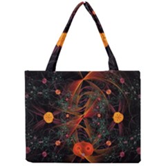 Fractal Wallpaper With Dancing Planets On Black Background Mini Tote Bag by Nexatart