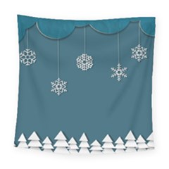 Blue Snowflakes Christmas Trees Square Tapestry (large)