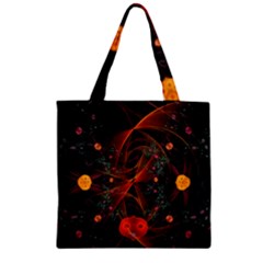 Fractal Wallpaper With Dancing Planets On Black Background Zipper Grocery Tote Bag by Nexatart