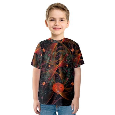 Fractal Wallpaper With Dancing Planets On Black Background Kids  Sport Mesh Tee by Nexatart