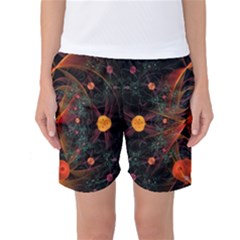 Fractal Wallpaper With Dancing Planets On Black Background Women s Basketball Shorts by Nexatart