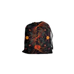 Fractal Wallpaper With Dancing Planets On Black Background Drawstring Pouches (xs)  by Nexatart