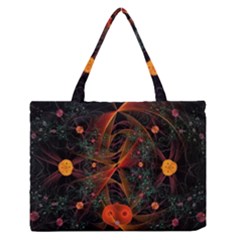 Fractal Wallpaper With Dancing Planets On Black Background Medium Zipper Tote Bag by Nexatart