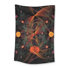 Fractal Wallpaper With Dancing Planets On Black Background Small Tapestry by Nexatart