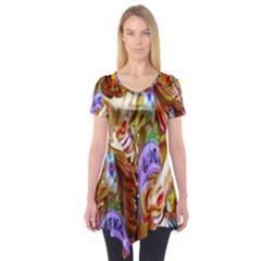 3 Carousel Ride Horses Short Sleeve Tunic  by Nexatart