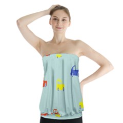 Car Yellow Blue Orange Strapless Top by Mariart